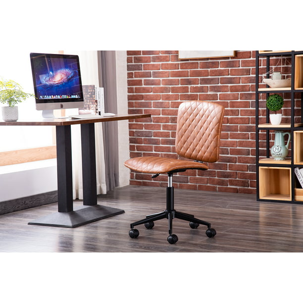 Suitable for Small Offices and Home Studios Adjustable Height and Durable Roller Wheels Porthos Home Friso Swivel Office Chair with Circular Low Back PU Leather Upholstery 